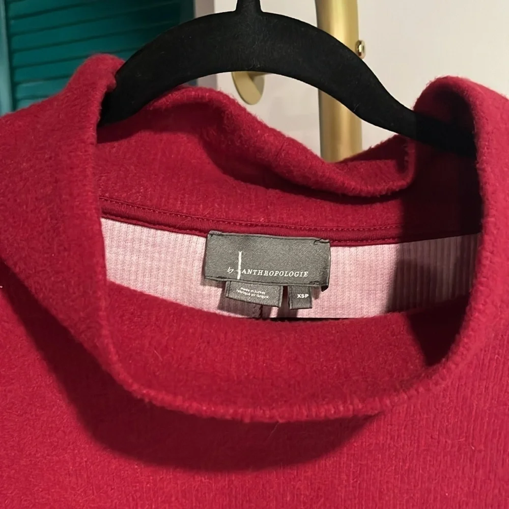 Anthropologie NWOT cowl neck ribbed red sweater